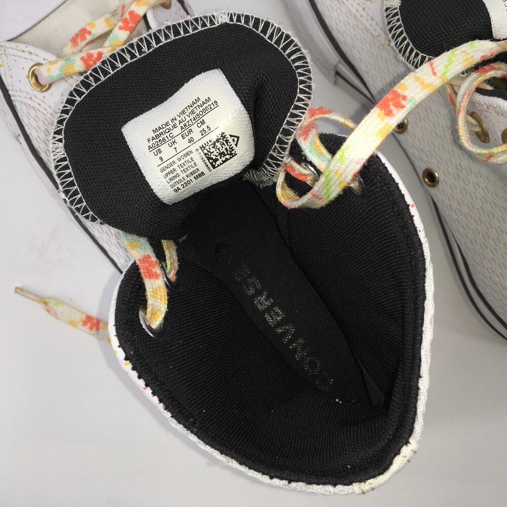 Converse CTAs Hi Lift Paint Splatter Platform Sneakers Womens 9 White Art Chunky - Picture 9 of 10